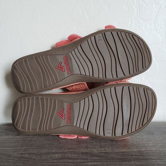 Vionic Pink Sandals with Criss-Cross Straps and Platform Sole - Picture 9 of 11